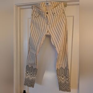 PAIGE Beige and Black Striped Denim